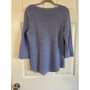 Talbots size Sm. Tweed blue & white with 3/4 sleeve crew neck sweater.